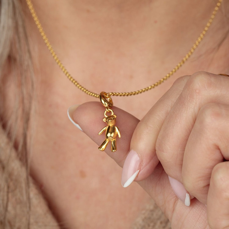 Thumbnail of Gold Plated Vintage Teddy Bear Charm Necklace image