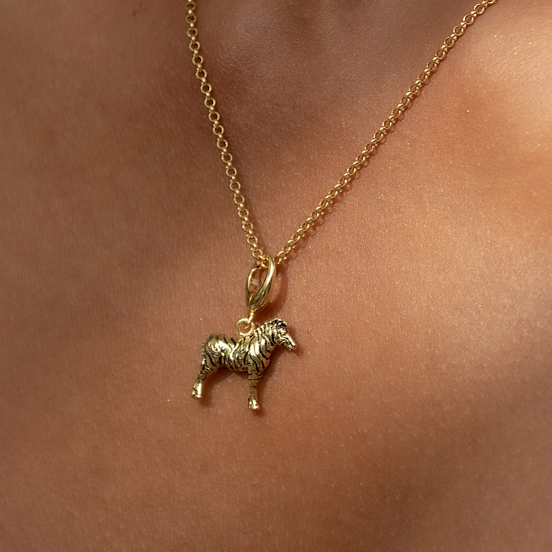 Thumbnail of Gold Plated Zebra Charm Necklace image
