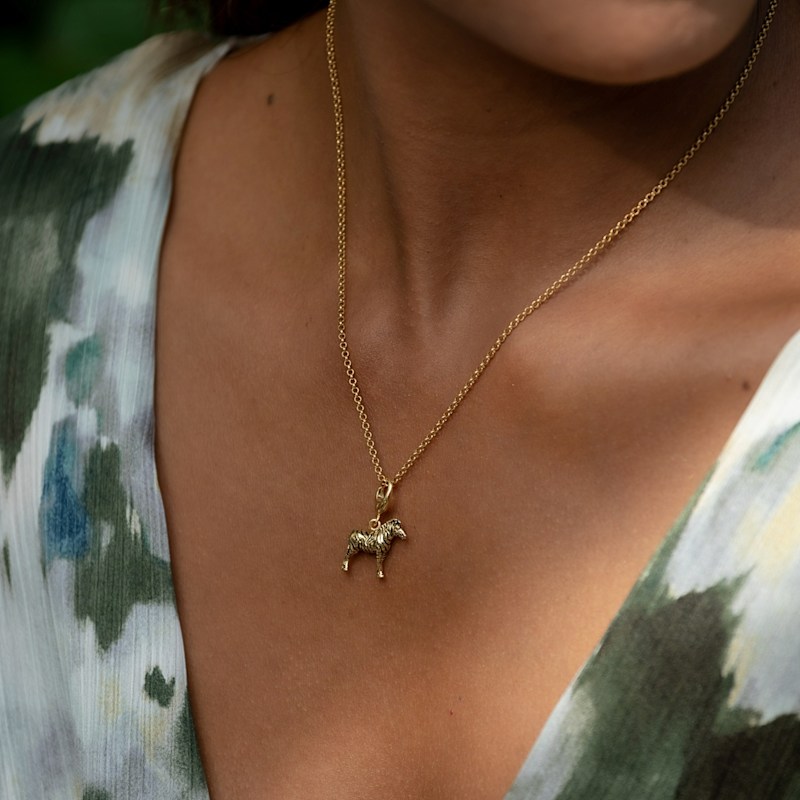 Thumbnail of Gold Plated Zebra Charm Necklace image