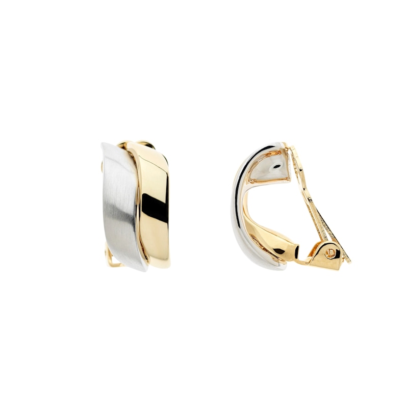 Thumbnail of Gold & Platinum Wave Clip Earrings image