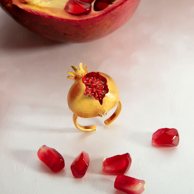 Thumbnail of Gold Pomegranate Adjustable Ring image