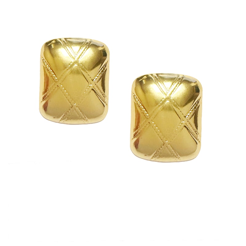 Thumbnail of Gold Quilted Rectangle Stud Earrings image