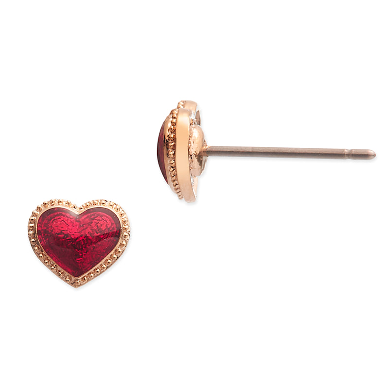 Thumbnail of Gold & Red Enamel Heart Earrings, Series Pop Heart image