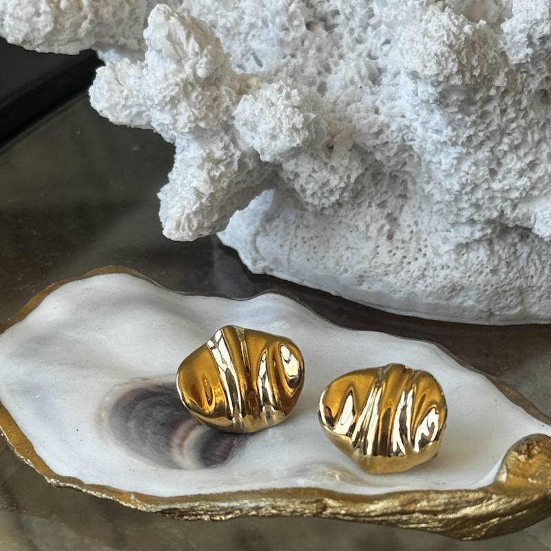 Thumbnail of Gold Ripple Clip Earrings image