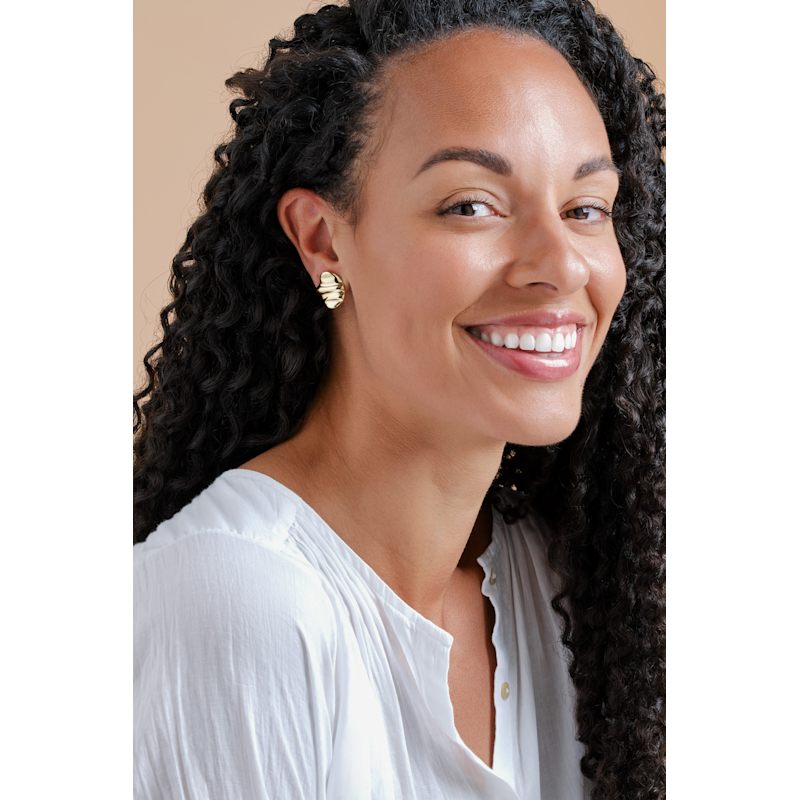 Thumbnail of Gold Ripple Clip Earrings image