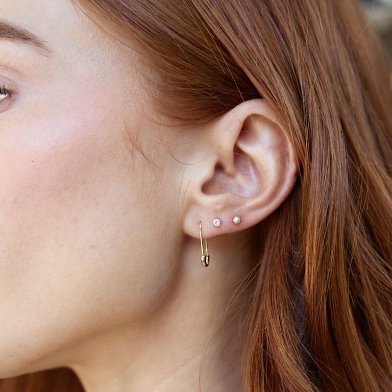 Thumbnail of Yellow Gold Safety Pin Earring image