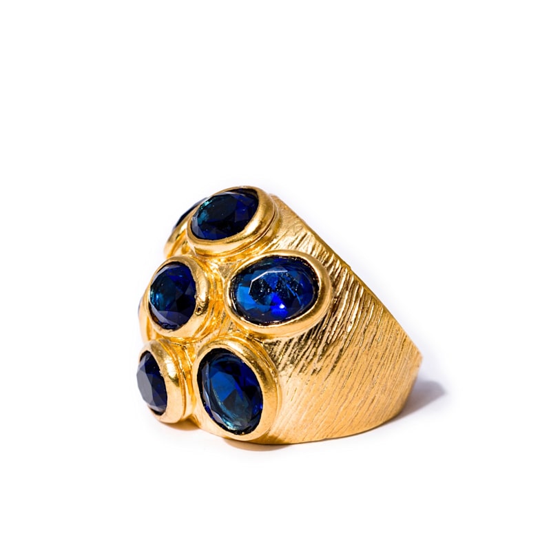 Thumbnail of Gold Sapphire Multi-Gemstone Cocktail Ring image