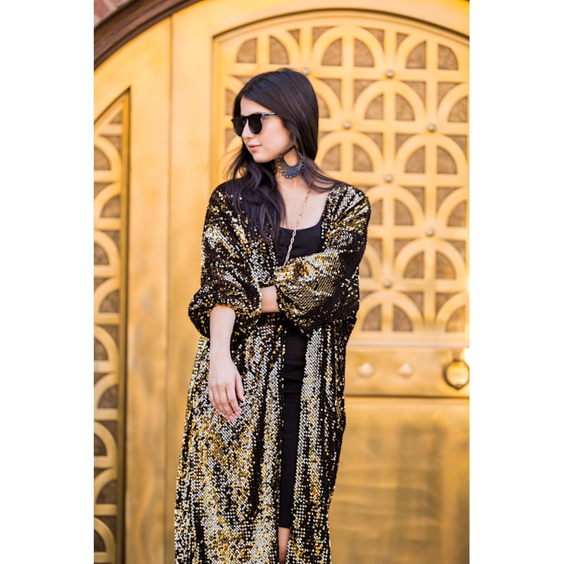 Gold Sequin Cocoon Jacket | Jennafer Grace | Wolf & Badger