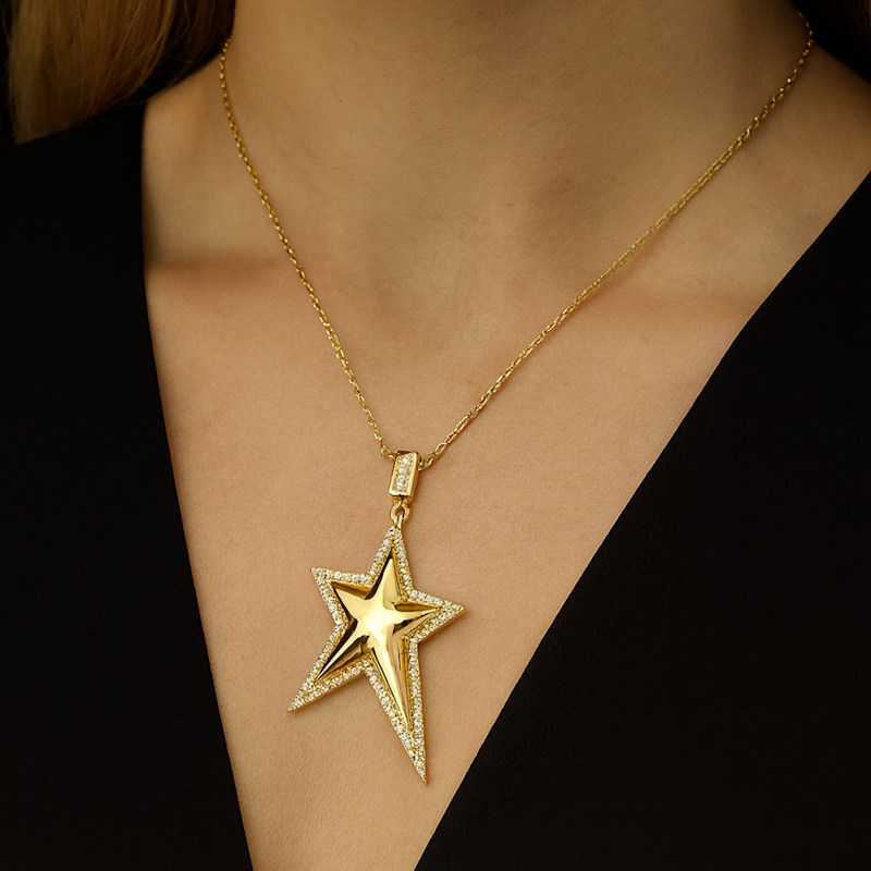 Thumbnail of Gold Shooting Star Statement Pendant Necklace image