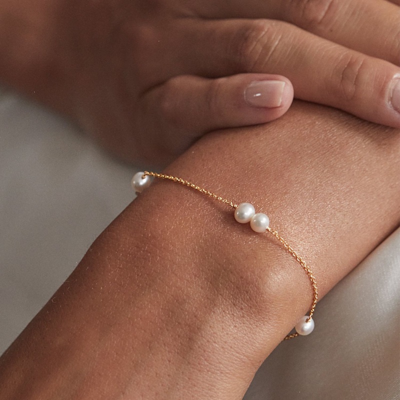 Thumbnail of Gold Six Pearl Bracelet image