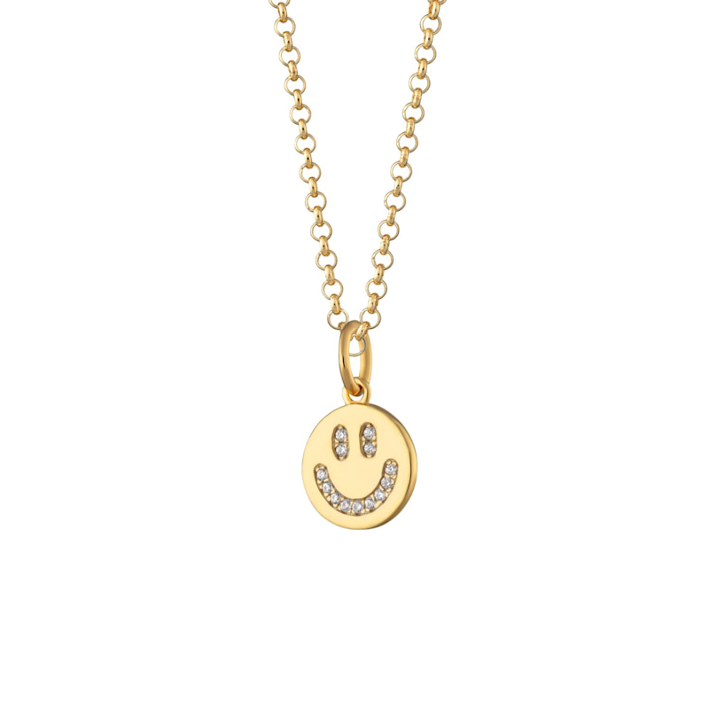 Gold Smiley Face Charm Necklace | Scream Pretty | Wolf & Badger