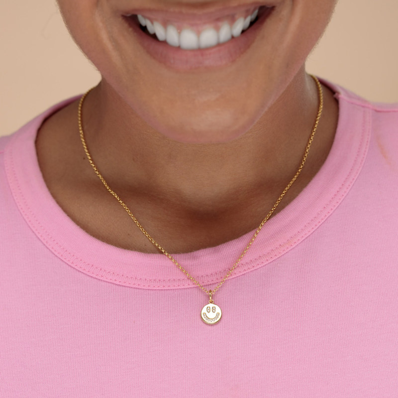 Thumbnail of Gold Smiley Face Charm Necklace image