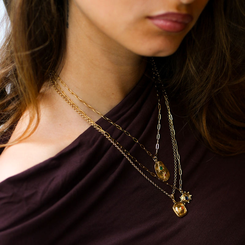 Thumbnail of Gold Talisman Necklace In Ruby Glow image