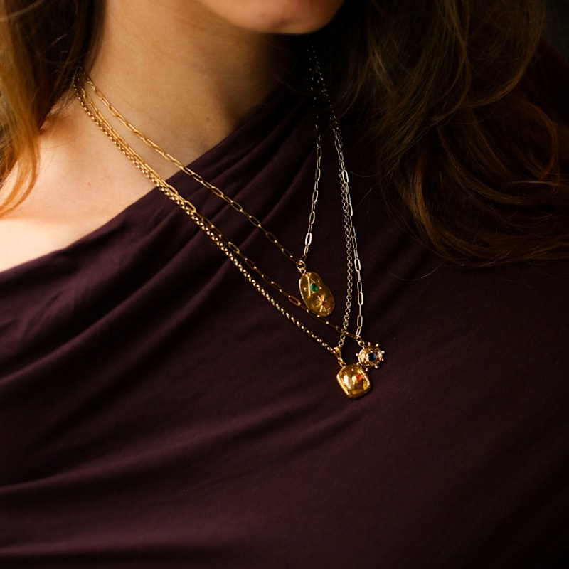 Thumbnail of Gold Talisman Necklace In Ruby Glow image