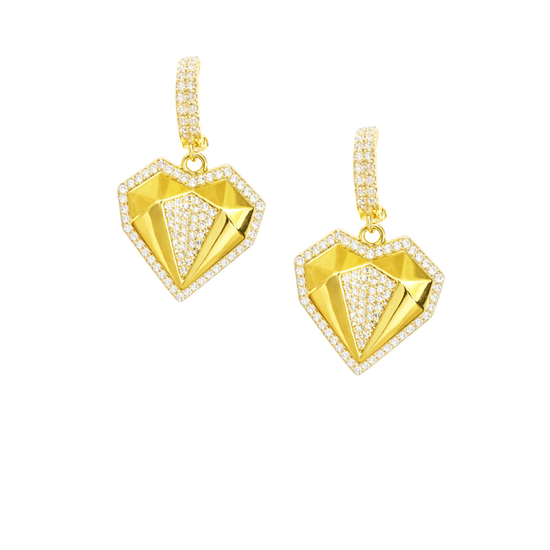 Thumbnail of Gold-Tone Pavé Heart Drop Earrings image