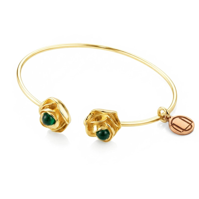 Thumbnail of Gold Vermeil Bracelet Rocks With Natural Emerald – Handmade Italian Luxury image