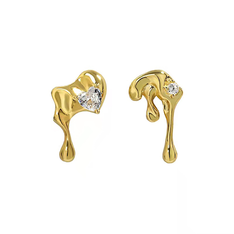 Thumbnail of Gold Vermeil Mealt Dripping Water Liquid Stud Earrings image