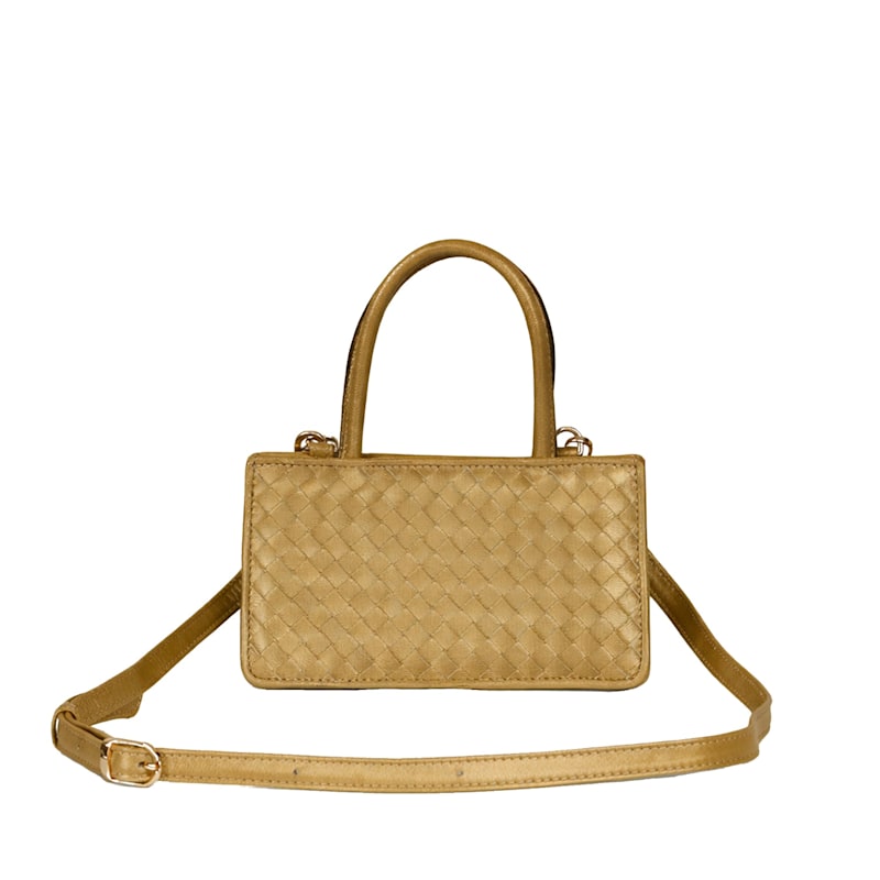 Thumbnail of Gold Woven Leather Crossbody Piraye Bag image
