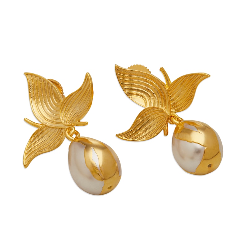 Thumbnail of Gold Zooni Earrings With Baroque Pearls image