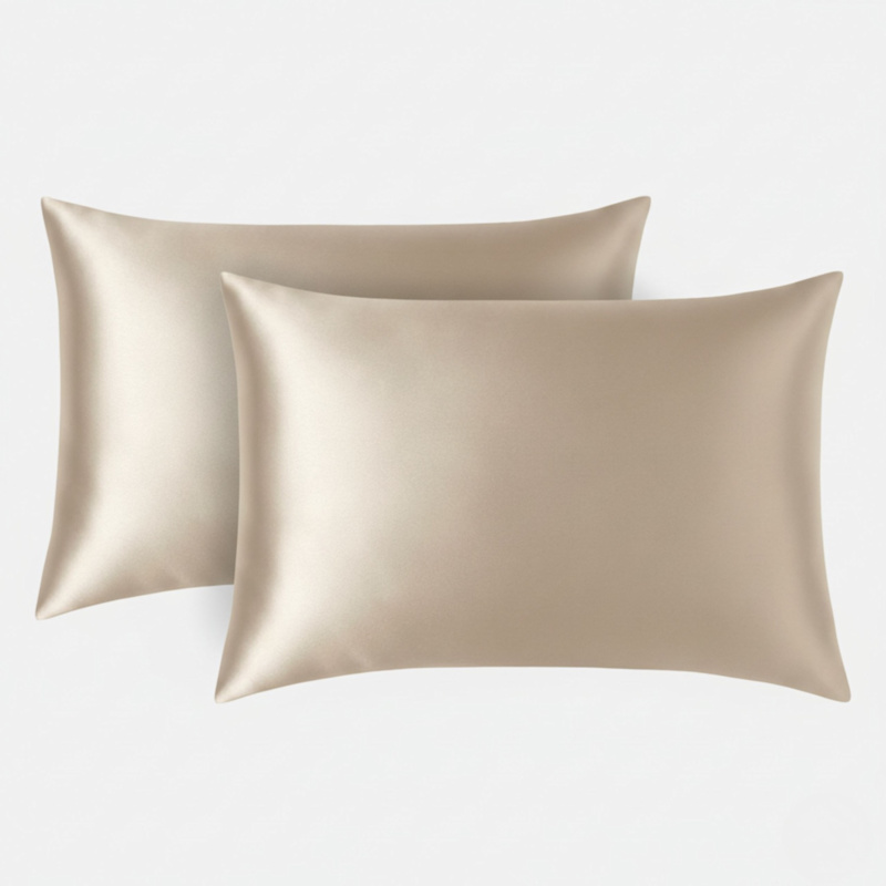 Thumbnail of Golden Beige Set Of Two Mulberry Silk Pillowcases – Pure Silk, Envelope Style image