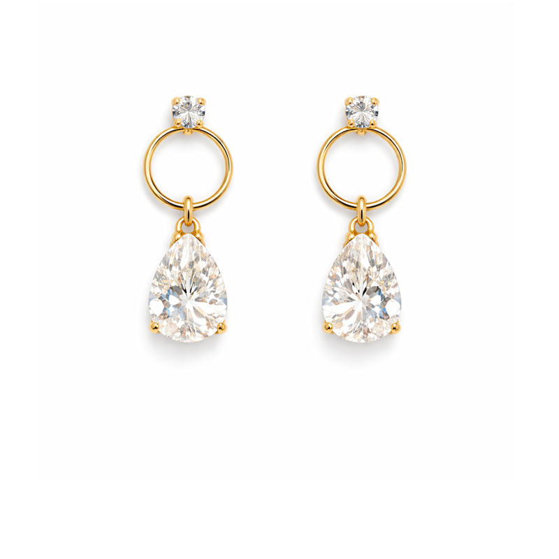 Thumbnail of Golden Circle Drop Crystal Earrings image