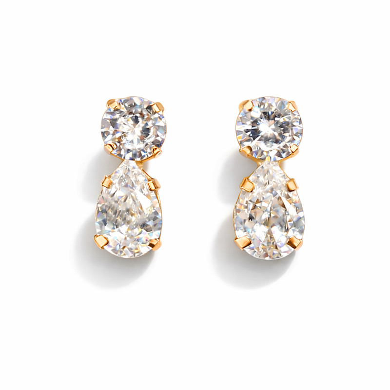 Thumbnail of Golden  Crystal Drop Earrings image