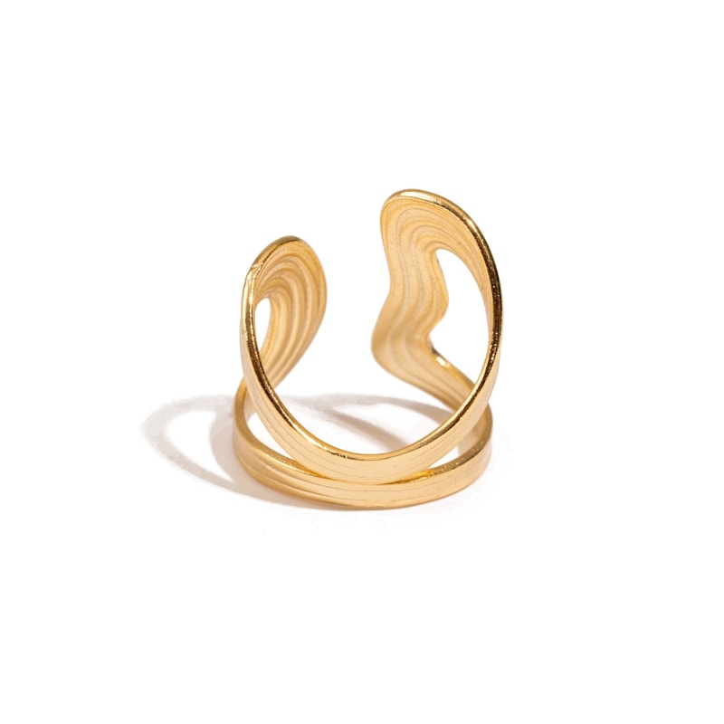 Thumbnail of Golden Flow Cuff Adjustable Ring - Gold image