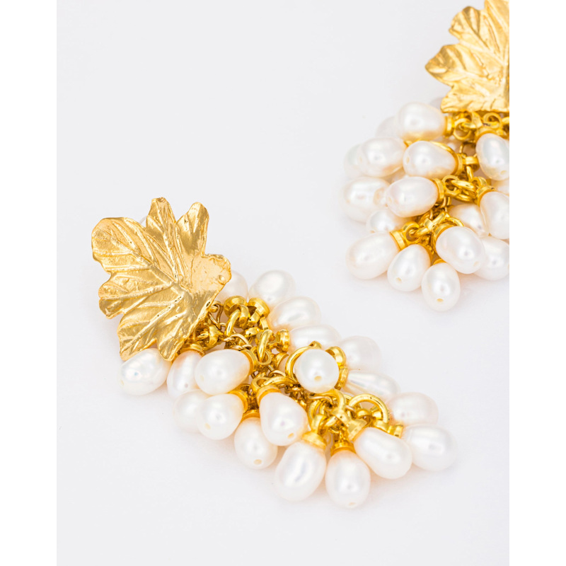 Thumbnail of Golden Grape Pearl Drop Earrings image