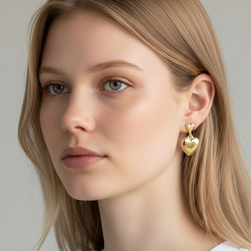 Thumbnail of Golden Heart Drop Earrings image