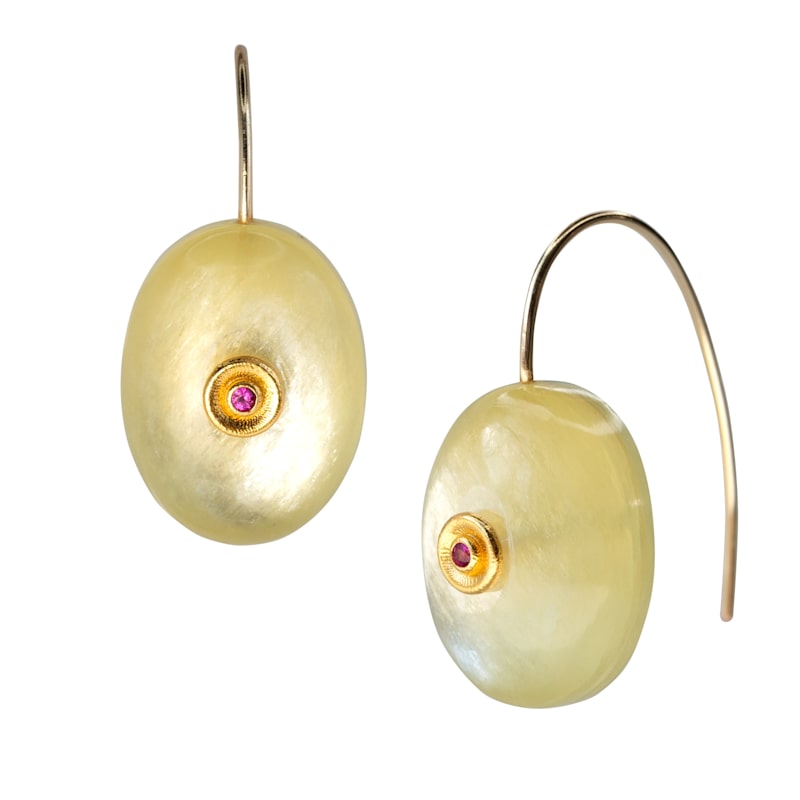Thumbnail of Lepidolite Tourmaline Gold Drop Earrings image