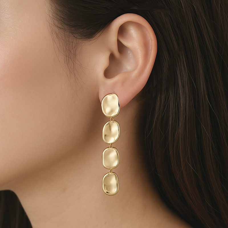 Thumbnail of Golden Pebble Drop Earrings image