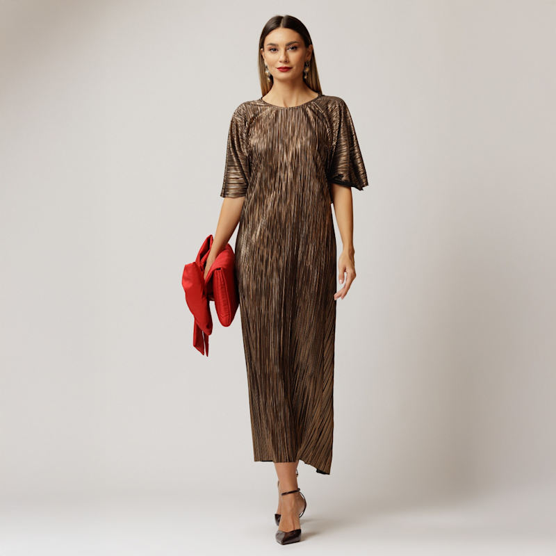 golden midi dress Petal and Pup Kiki One Shoulder Midi Dress main image 0