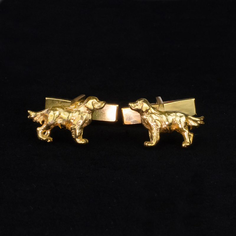 Thumbnail of Golden Retriever Cufflinks Eighteen Carat Gold On Recycled Sterling Silver image