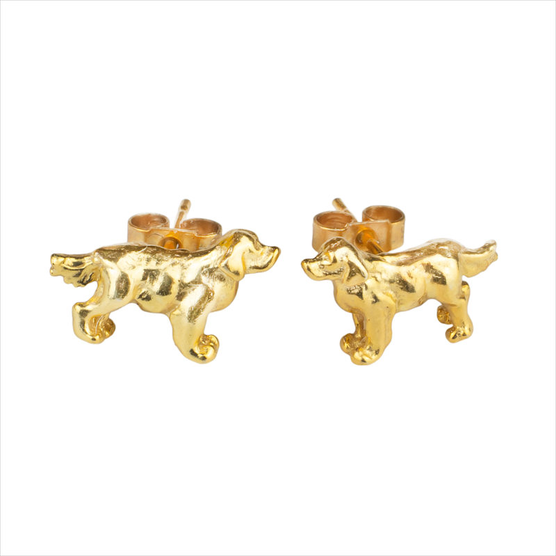 Thumbnail of Golden Retriever Stud Earrings Eighteen Carat Gold On Sterling Silver image