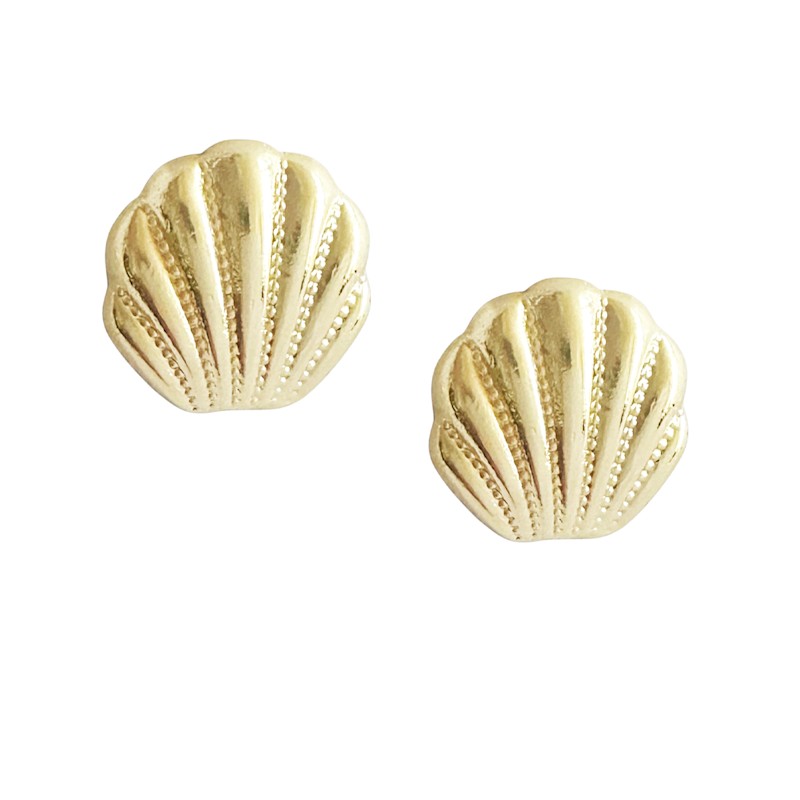 Thumbnail of Golden Scallop Shell Stud Earrings image