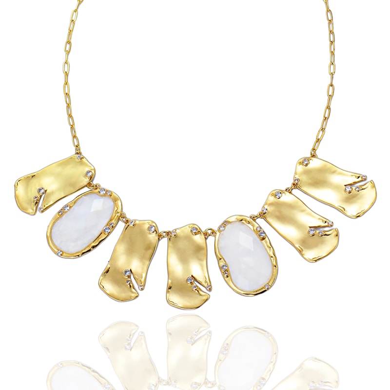 Thumbnail of Golden Wave Collar Clear Quartz Necklace image