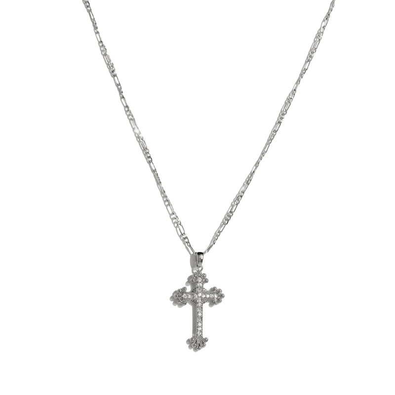 Goth Cross Necklace Silver DRAE COLLECTION Wolf Badger