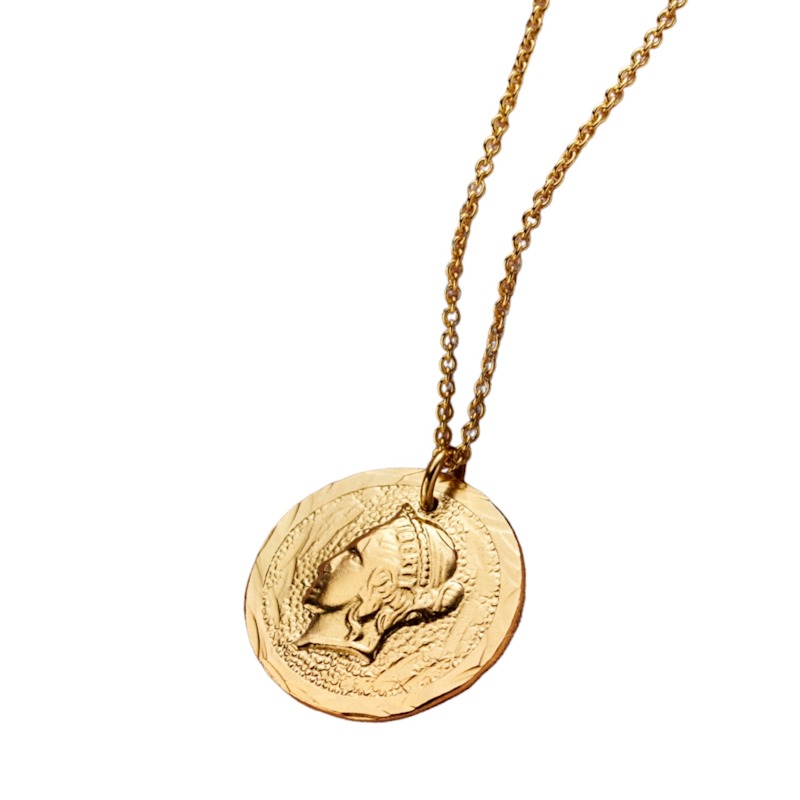 Thumbnail of Yellow Gold Plated Roman Coin Necklace image