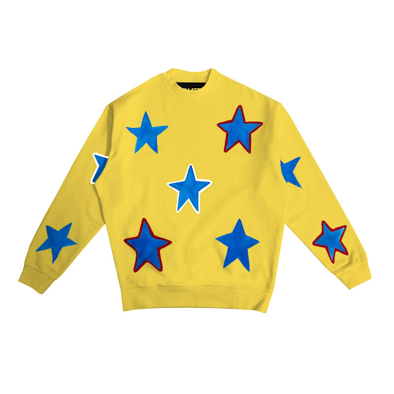 Star Sweatshirt Yellow Orange Quillattire Wolf Badger