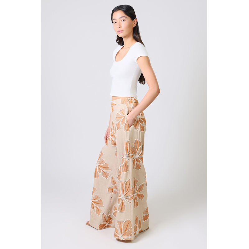Thumbnail of Grace & Maude Floral Rene Wide Leg Trousers In Brown image