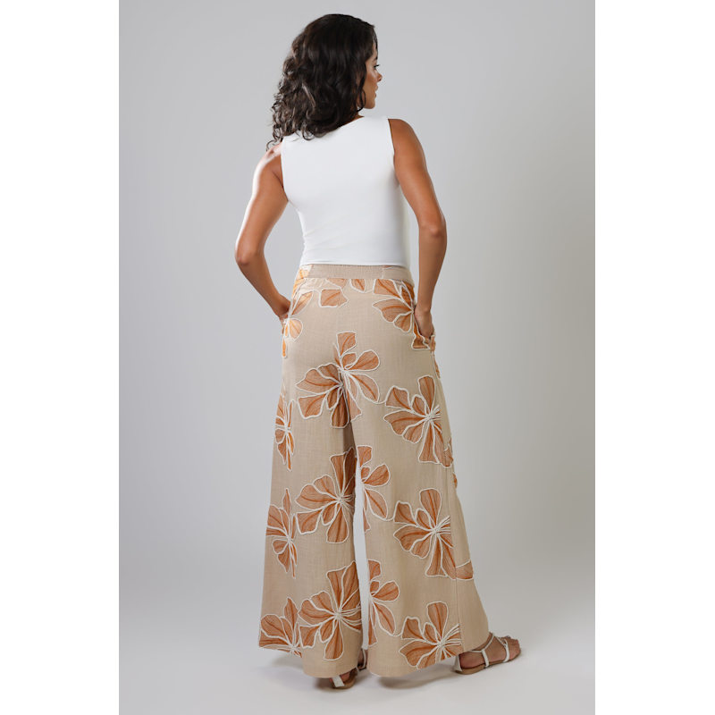 Thumbnail of Grace & Maude Floral Rene Wide Leg Trousers In Brown image