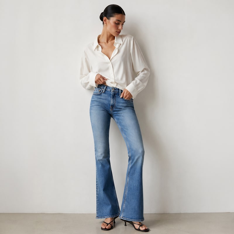 Thumbnail of Grace Mid Rise Flare Jeans In Kodiak image