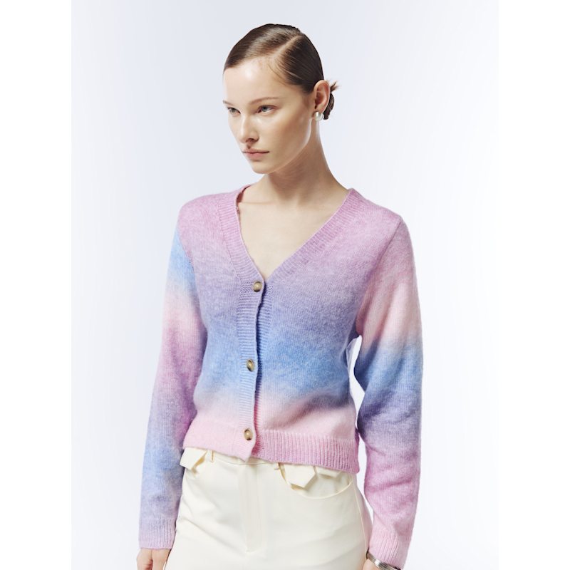 Thumbnail of Gradient Knit Button Cardigan In Blush Lilac Blue image