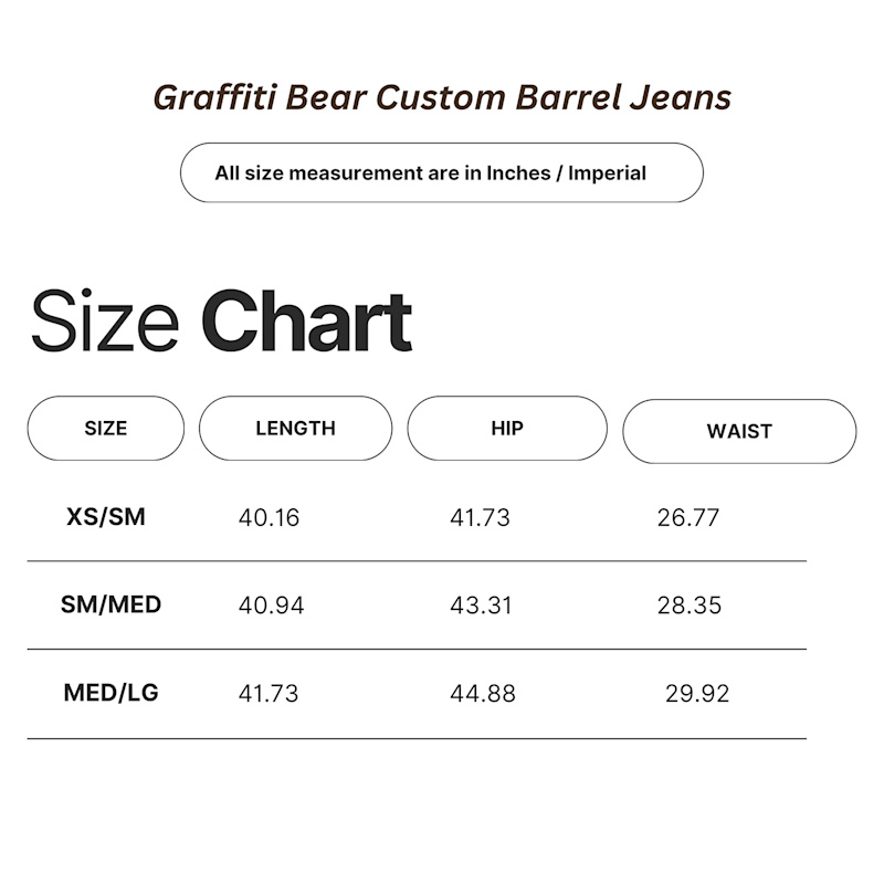 Thumbnail of Graffiti Teddy Bear Custom Denim Barrel Jeans image