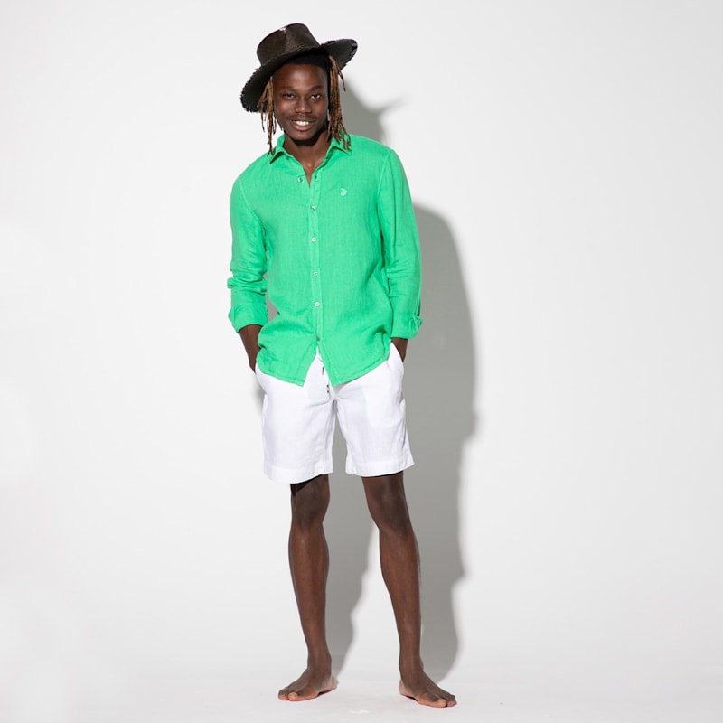 Thumbnail of White Linen Shorts For Men image