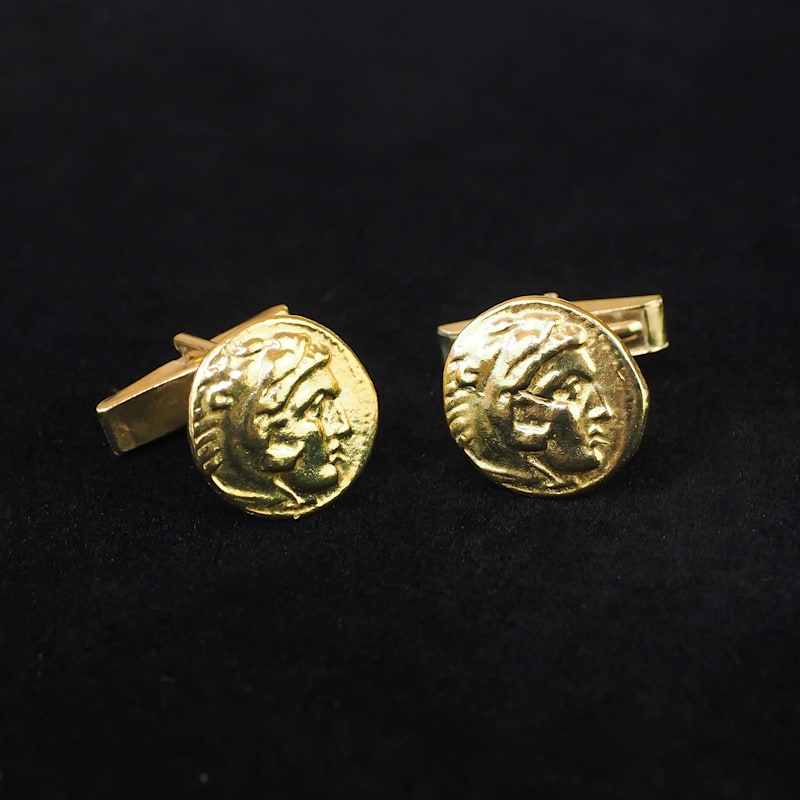 Thumbnail of Greek Coin Of Alexander The Great Eighteen Carat Gold On Silver Cufflinks image