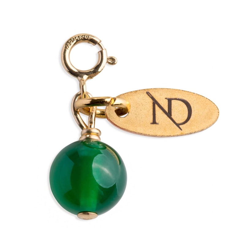 Thumbnail of Green Agate Gemstone & Gold Charm image