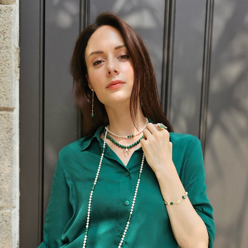 Thumbnail of Malachite Dangle Shoulder Earrings image