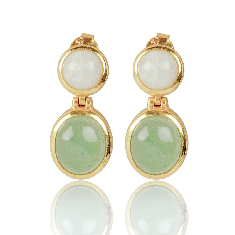 Thumbnail of Green Aventurine & Moonstone Earrings. image