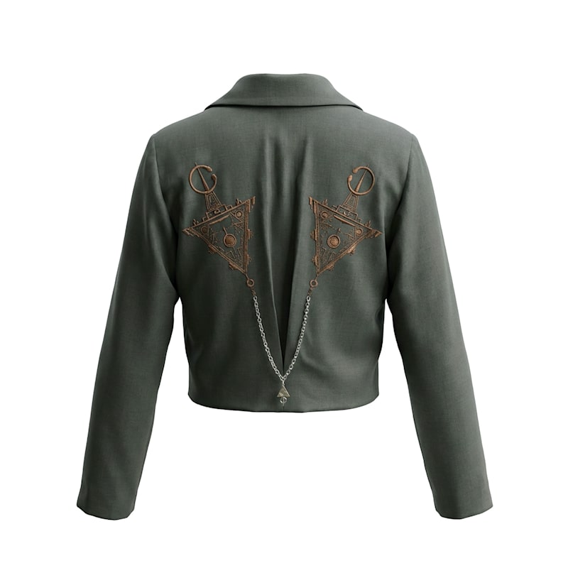 Thumbnail of Green Cropped Double Breasted Blazer image